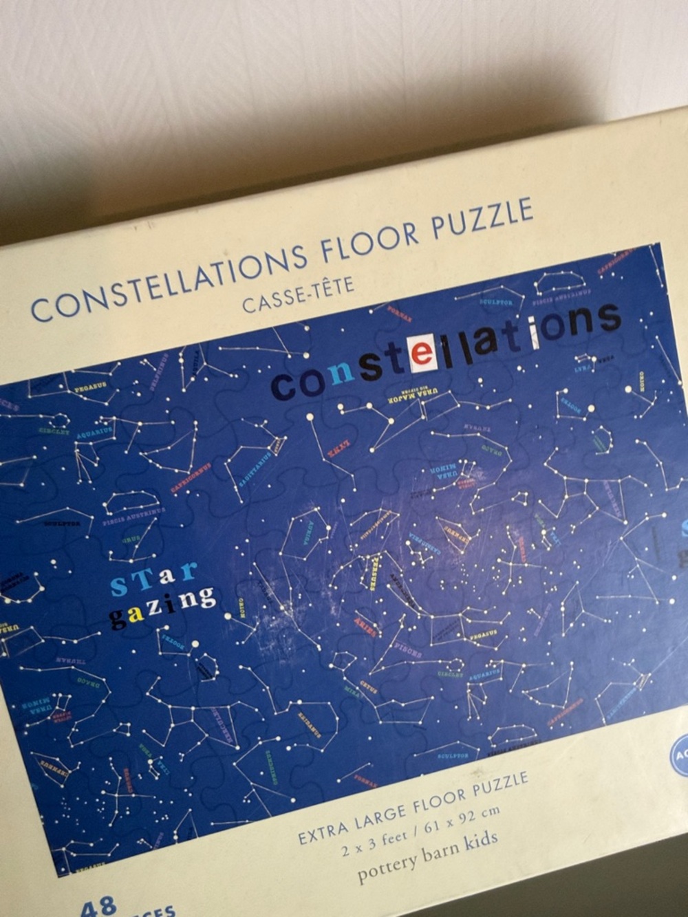 Pottery Barn Kids Constellations Floor Puzzle - Blue  2' x 3' 48 Jumbo Pieces - Picture 2 of 4